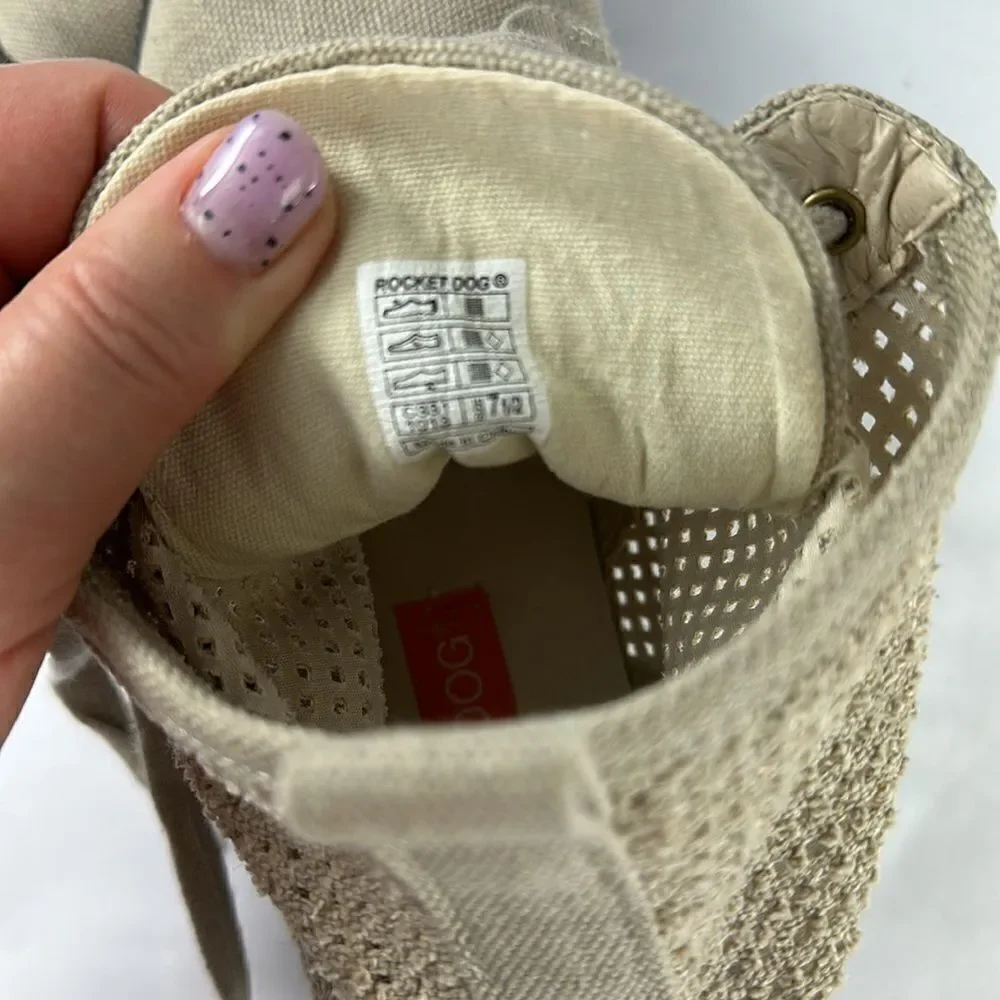 Rocket Dog Tave Beige Heavy Washed Canvas Boots Size 7.5